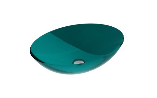 Lavoar oval tip bol Besco Anya 50x35cm  ResiCast  transparent  ventil click-clack crom  Ocean Breeze
