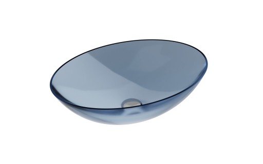 Lavoar oval tip bol Besco Anya 50x35cm  ResiCast  transparent  ventil click-clack crom  Blue Wave