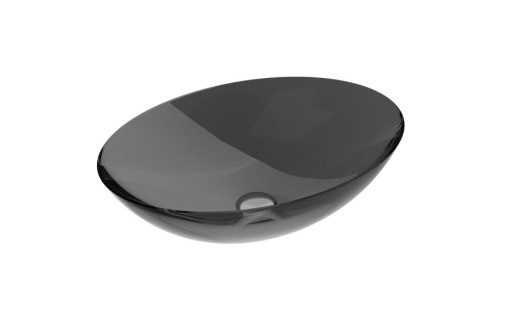 Lavoar oval tip bol Besco Anya 50x35cm  ResiCast  transparent  ventil click-clack crom  Carbon Grey