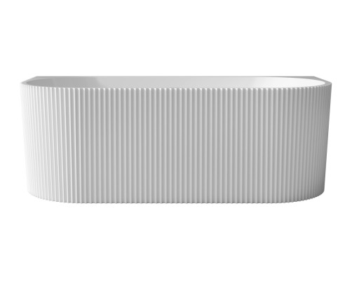 Cada freestanding Besco Leya 170x78cm  montare la perete  exterior canelat  sifon click-clack cu ornamente albe  alb lucios