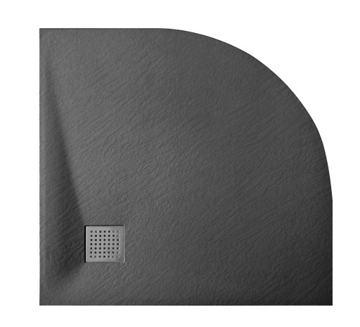 Cadita de dus semirotunda Besco Vexo Black 90x90cm  sifon cu top cleaning  negru