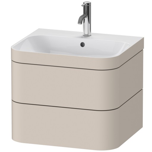 Set mobilier Duravit Happy D.2 Plus 60cm cu lavoar si dulap baza cu doua sertare  taupe super mat