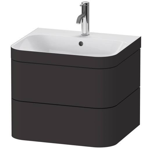 Set mobilier Duravit Happy D.2 Plus 60cm cu lavoar si dulap baza cu doua sertare  grafit super mat