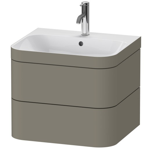 Set mobilier Duravit Happy D.2 Plus 60cm cu lavoar si dulap baza cu doua sertare  gri piatra satinat mat lacuit