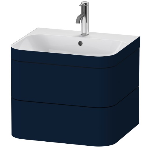 Set mobilier Duravit Happy D.2 Plus 60cm cu lavoar si dulap baza cu doua sertare  albastru inchis satinat mat lacuit