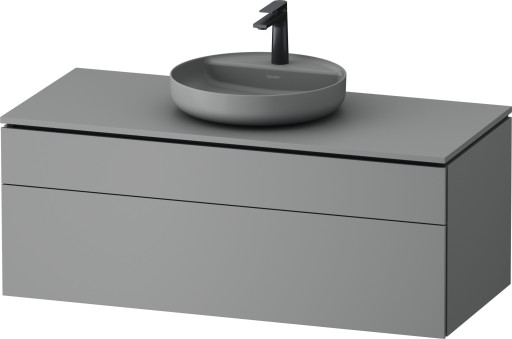Dulap baza suspendat Duravit Vitrium pentru lavoare pe blat  122cm  cu un sertar  gri deschis mat