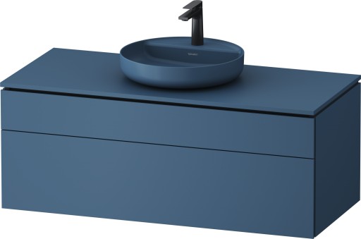 Dulap baza suspendat Duravit Vitrium pentru lavoare pe blat  122cm  cu un sertar  albastru mat