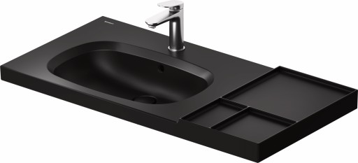 Lavoar Duravit Aurena 100x50cm  HygieneGlaze Plus  montare pe mobilier  orientare stanga  ventil ceramic inclus  negru mat