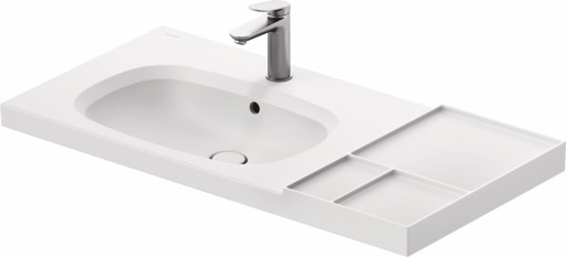 Lavoar Duravit Aurena 100x50cm  HygieneGlaze Plus  montare pe mobilier  orientare stanga  ventil ceramic inclus  alb mat