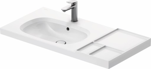 Lavoar Duravit Aurena 100x50cm  HygieneGlaze Plus  montare pe mobilier  orientare stanga  ventil ceramic inclus  alb