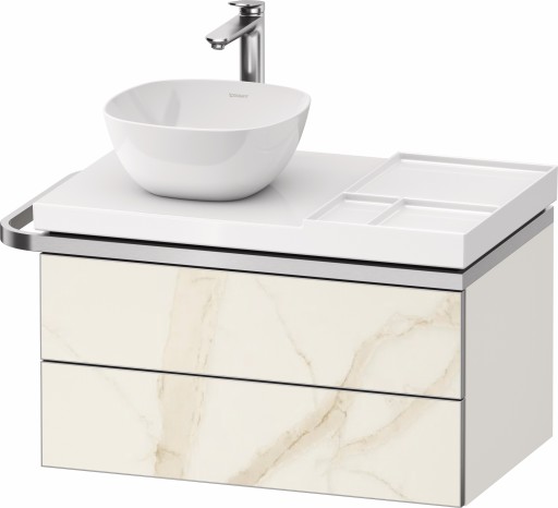Dulap baza suspendat Duravit Aurena 784 x 492mm pentru blat ceramic  cu doua sertare  orientare stanga  inclus portprosop  marmura mat