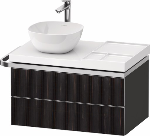 Dulap baza suspendat Duravit Aurena 784 x 492mm pentru blat ceramic  cu doua sertare  orientare stanga  inclus portprosop  riflaj Ebony mat