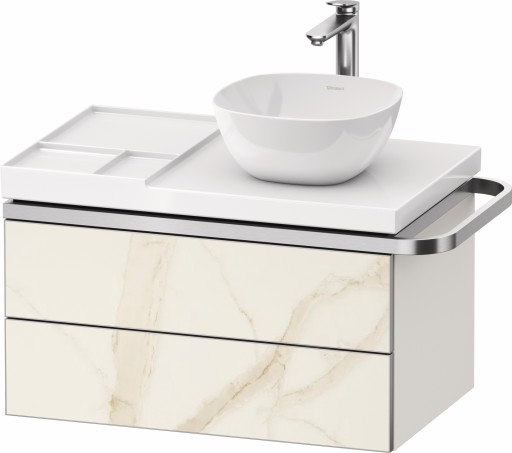 Dulap baza suspendat Duravit Aurena 784 x 492mm pentru blat ceramic  cu doua sertare  orientare dreapta  inclus portprosop  marmura mat