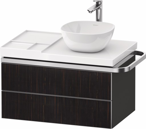 Dulap baza suspendat Duravit Aurena 784 x 492mm pentru blat ceramic  cu doua sertare  orientare dreapta  inclus portprosop  riflaj Ebony mat