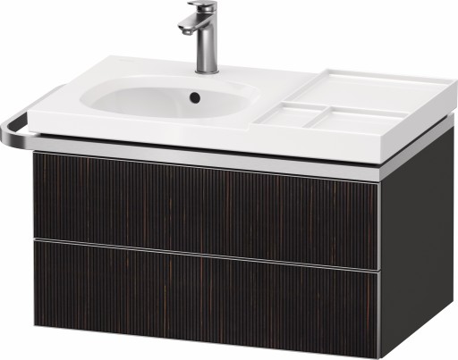 Dulap baza suspendat Duravit Aurena 784 x 492mm pentru lavoar  cu doua sertare  orientare stanga  inclus portprosop  riflaj Ebony mat