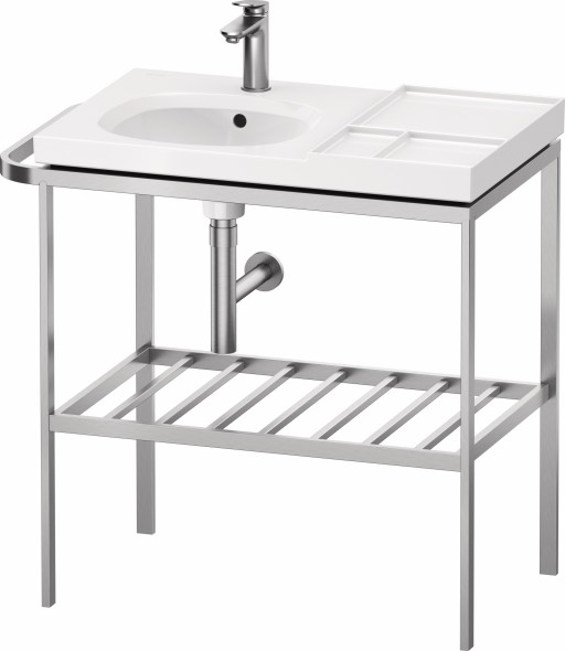 Consola metalica Duravit Aurena pentru lavoar 80x50cm orientare stanga  montaj pe pardoseala  inclus portprosop  finisaj inox periat