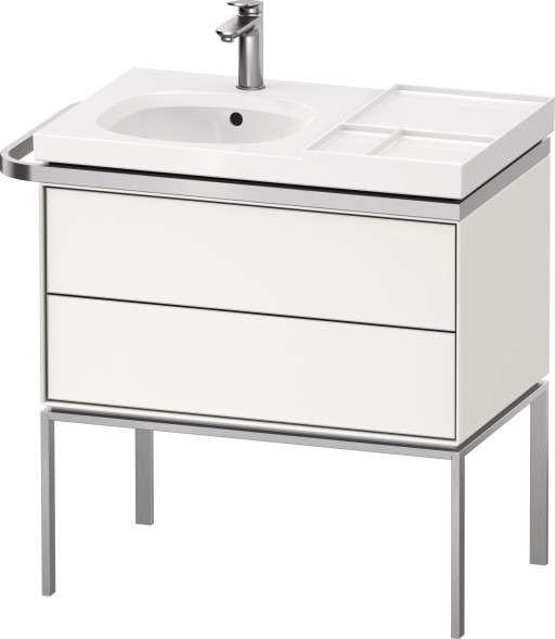 Dulap baza pe pardoseala Duravit Aurena 784 x 492mm pentru lavoar  cu doua sertare  orientare stanga  inclus portprosop  alb mat