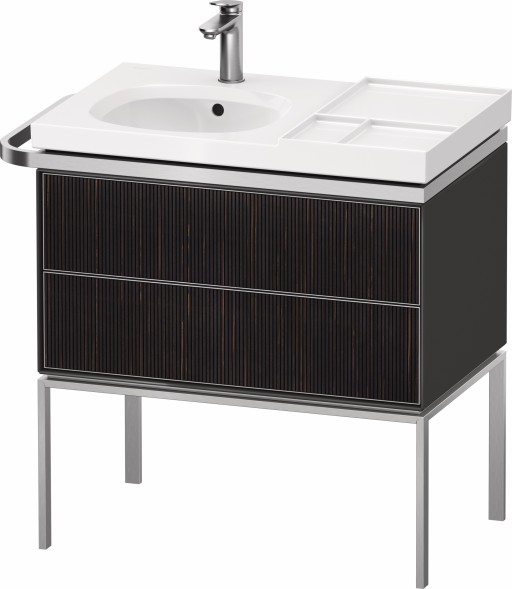 Dulap baza pe pardoseala Duravit Aurena 784 x 492mm pentru lavoar  cu doua sertare  orientare stanga  inclus portprosop  riflaj Ebony mat