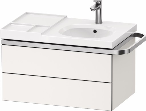 Dulap baza suspendat Duravit Aurena 784 x 492mm pentru lavoar  cu doua sertare  orientare dreapta  inclus portprosop  alb mat