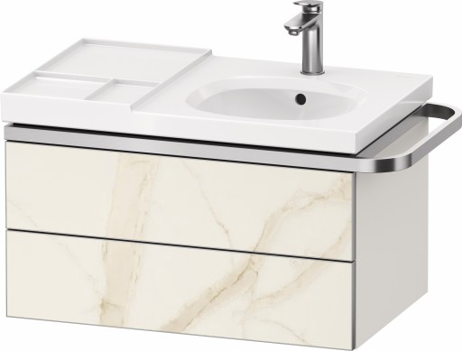 Dulap baza suspendat Duravit Aurena 784 x 492mm pentru lavoar  cu doua sertare  orientare dreapta  inclus portprosop  marmura mat