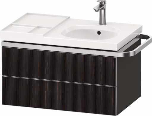 Dulap baza suspendat Duravit Aurena 784 x 492mm pentru lavoar  cu doua sertare  orientare dreapta  inclus portprosop  riflaj Ebony mat