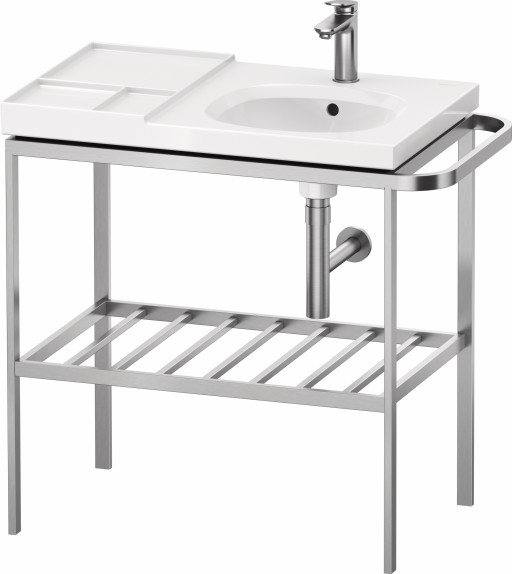 Consola metalica Duravit Aurena pentru lavoar 80x50cm orientare dreapta  montaj pe pardoseala  inclus portprosop  finisaj inox periat