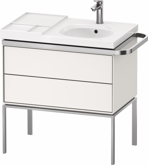 Dulap baza pe pardoseala Duravit Aurena 784 x 492mm pentru lavoar  cu doua sertare  orientare dreapta  inclus portprosop  alb mat