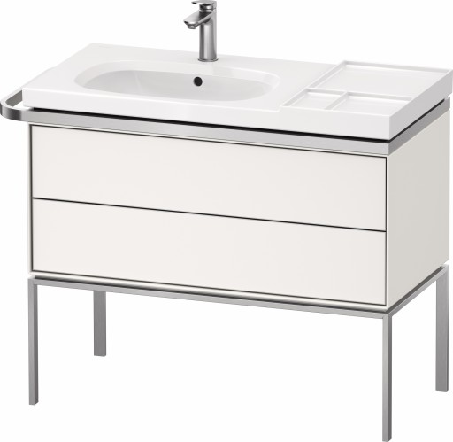 Dulap baza pe pardoseala Duravit Aurena 984 x 492mm pentru lavoar  cu doua sertare  orientare stanga  inclus portprosop  alb mat