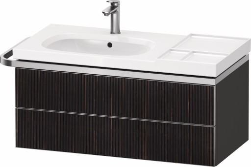 Dulap baza suspendat Duravit Aurena 984 x 492mm pentru lavoar  cu doua sertare  orientare stanga  inclus portprosop  riflaj Ebony mat