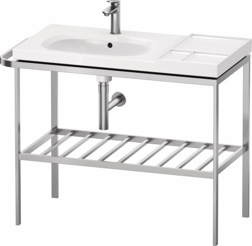 Consola metalica Duravit Aurena pentru lavoar 100x50cm orientare stanga  montaj pe pardoseala  inclus portprosop  finisaj inox periat