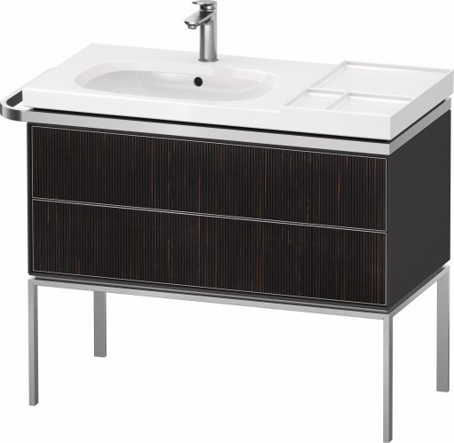 Dulap baza pe pardoseala Duravit Aurena 984 x 492mm pentru lavoar  cu doua sertare  orientare stanga  inclus portprosop  riflaj Ebony mat