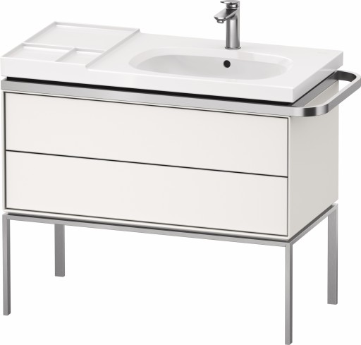Dulap baza pe pardoseala Duravit Aurena 984 x 492mm pentru lavoar  cu doua sertare  orientare dreapta  inclus portprosop  alb mat