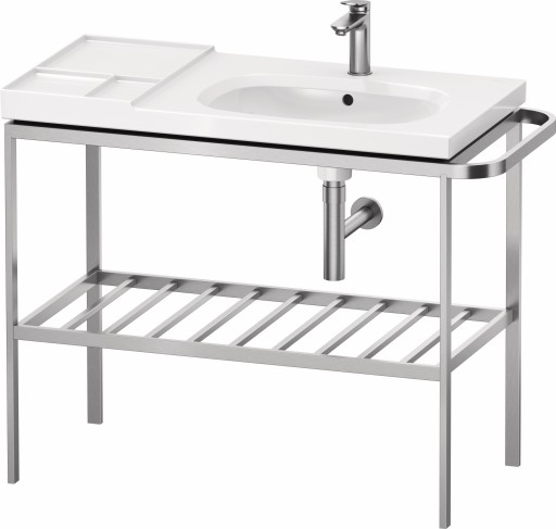 Consola metalica Duravit Aurena pentru lavoar 100x50cm orientare drepta  montaj pe pardoseala  inclus portprosop  finisaj inox periat