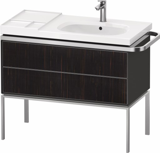 Dulap baza pe pardoseala Duravit Aurena 984 x 492mm pentru lavoar  cu doua sertare  orientare dreapta  inclus portprosop  riflaj Ebony mat