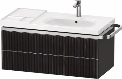 Dulap baza suspendat Duravit Aurena 984 x 492mm pentru lavoar  cu doua sertare  orientare dreapta  inclus portprosop  riflaj Ebony mat