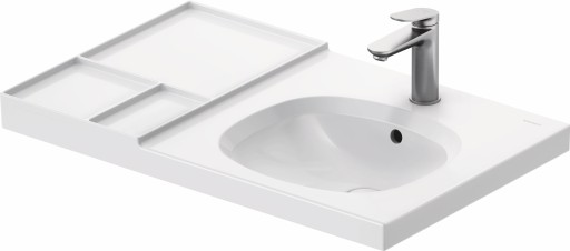 Lavoar Duravit Aurena 80x50cm  HygieneGlaze Plus  montare pe mobilier  orientare dreapta  ventil ceramic inclus  alb