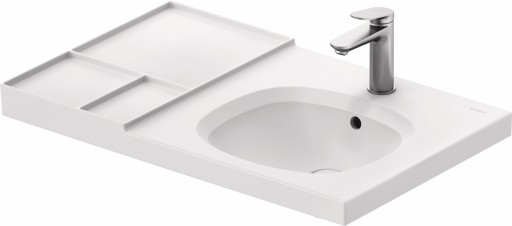 Lavoar Duravit Aurena 80x50cm  HygieneGlaze Plus  montare pe mobilier  orientare dreapta  ventil ceramic inclus  alb mat