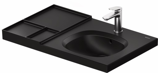 Lavoar Duravit Aurena 80x50cm  HygieneGlaze Plus  montare pe mobilier  orientare dreapta  ventil ceramic inclus  negru mat