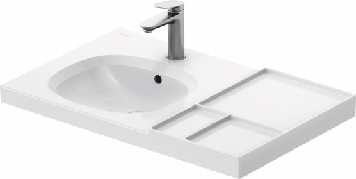 Lavoar Duravit Aurena 80x50cm  HygieneGlaze Plus  montare pe mobilier  orientare stanga  ventil ceramic inclus  alb