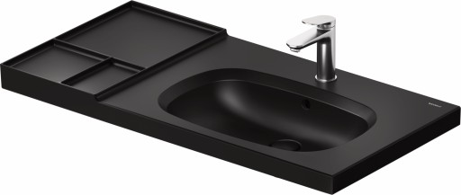 Lavoar Duravit Aurena 100x50cm  HygieneGlaze Plus  montare pe mobilier  orientare dreapta  ventil ceramic inclus  negru mat