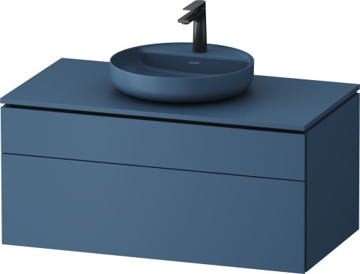 Dulap baza suspendat Duravit Vitrium pentru lavoare pe blat  102cm  cu un sertar  albastru satin mat