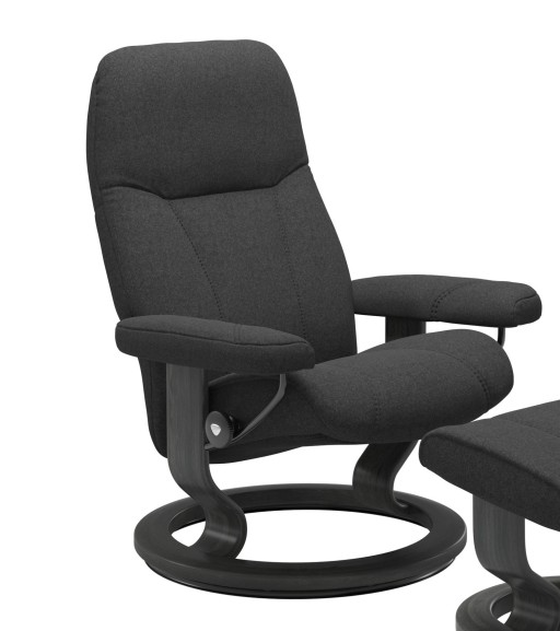 Fotoliu recliner Stressless Consul Classic M cadru gri tapiterie textil Calido Dark Grey