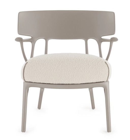 Fotoliu Kartell A.I. Lounge design Philippe Starck  cadru gri  perna Boucle White