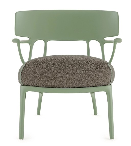 Fotoliu Kartell A.I. Lounge design Philippe Starck  cadru gri  perna Boucle Grey