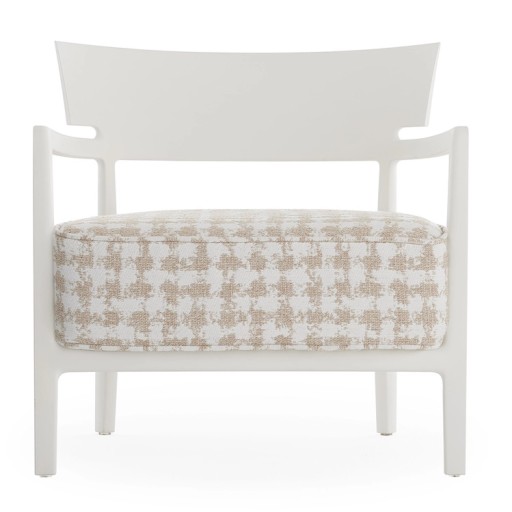 Fotoliu Kartell Cara Mat design Philippe Starck & Sergio Schito  cadru alb  perna Fancy White-Beige