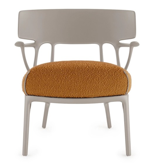 Fotoliu Kartell A.I. Lounge design Philippe Starck  cadru gri  perna Boucle Orange