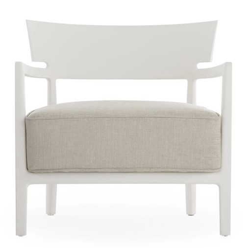 Fotoliu Kartell Cara Mat design Philippe Starck & Sergio Schito  cadru alb  perna Solid White-Beige