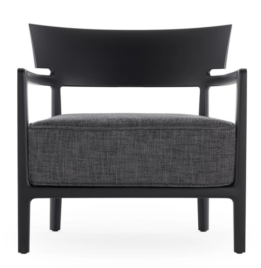 Fotoliu Kartell Cara Mat design Philippe Starck & Sergio Schito  cadru negru  perna Solid Charcoal