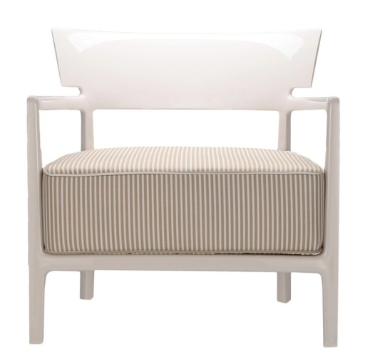 Fotoliu Kartell Cara Outdoor design Philippe Starck & Sergio Schito  cadru Ivory  perna Beige
