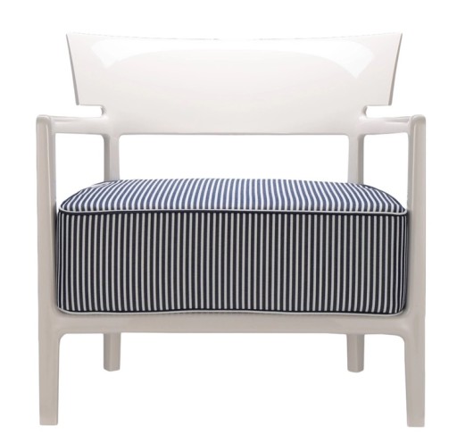 Fotoliu Kartell Cara Outdoor design Philippe Starck & Sergio Schito  cadru Ivory  perna Blue